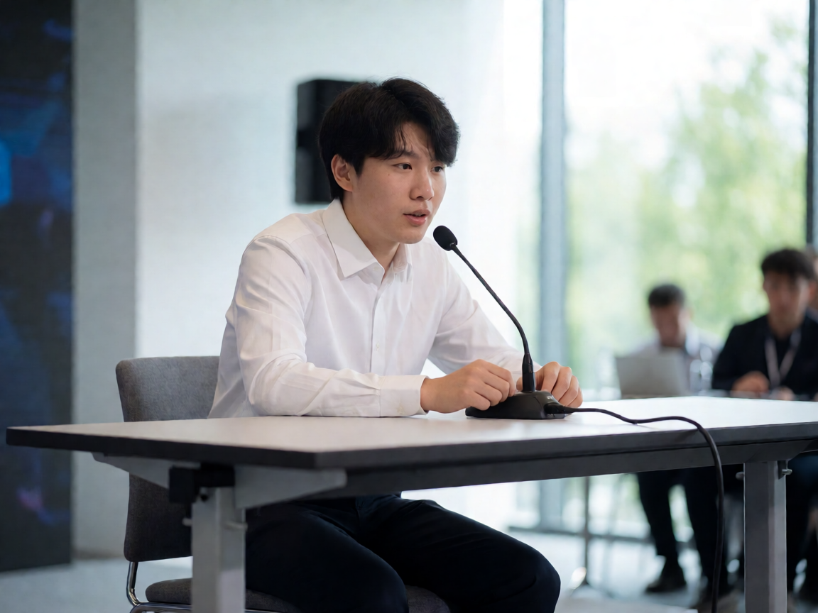 电竞选手在发布会上接受媒体采访